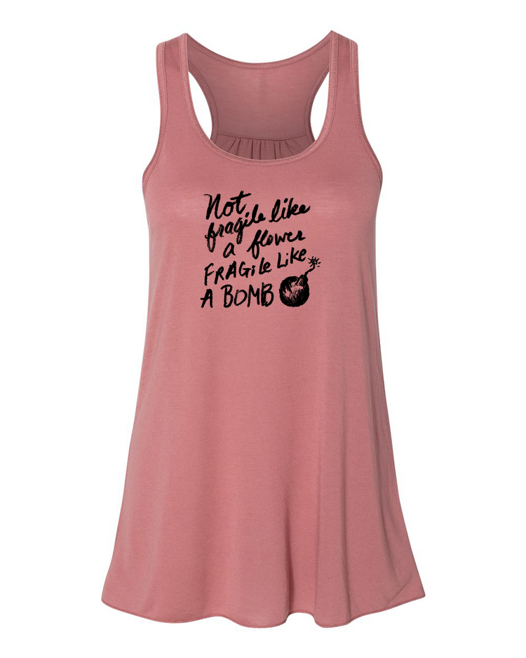 Women's Flowy Tank - Flower Bomb Racerback Top | Soft Cotton Casual Sleeveless
