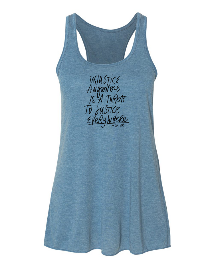 Women's Flowy Tank | Injustice Racerback Top - Soft Cotton, Eco Friendly Apparel