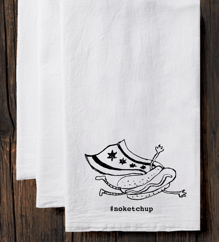 No Ketchup Tea Towel – Cotton Kitchen Towel With Loop | Hand Drawn Design