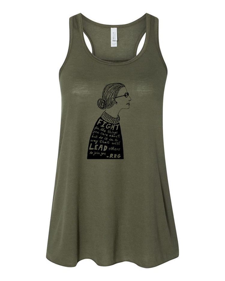 Women's Flowy Tank by Megan Lee Designs – Hand Printed Racerback Top, Soft Cotton