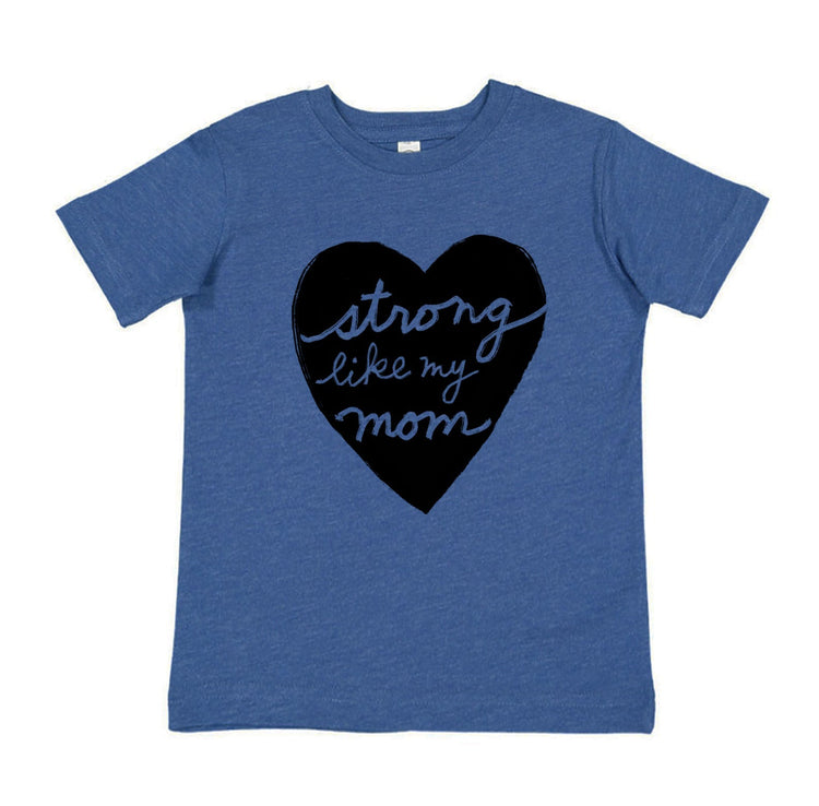 Kids Graphic Tee – Strong Like Mom Shirt | Hand Printed Youth Cotton T-Shirt