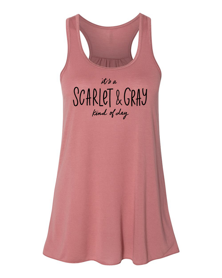 Women's Flowy Tank - Scarlet & Gray Racerback Style | Soft Cotton, Eco Friendly Ink