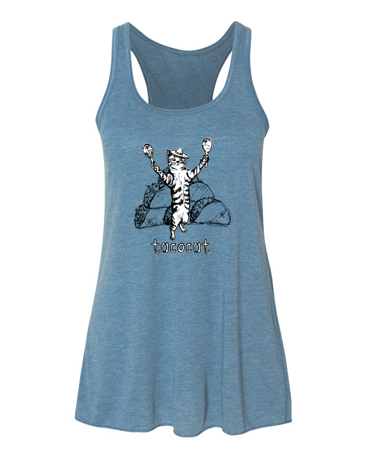 Women's Flowy Tank - Taco Cat Racerback Top | Soft Breathable Summer Wear
