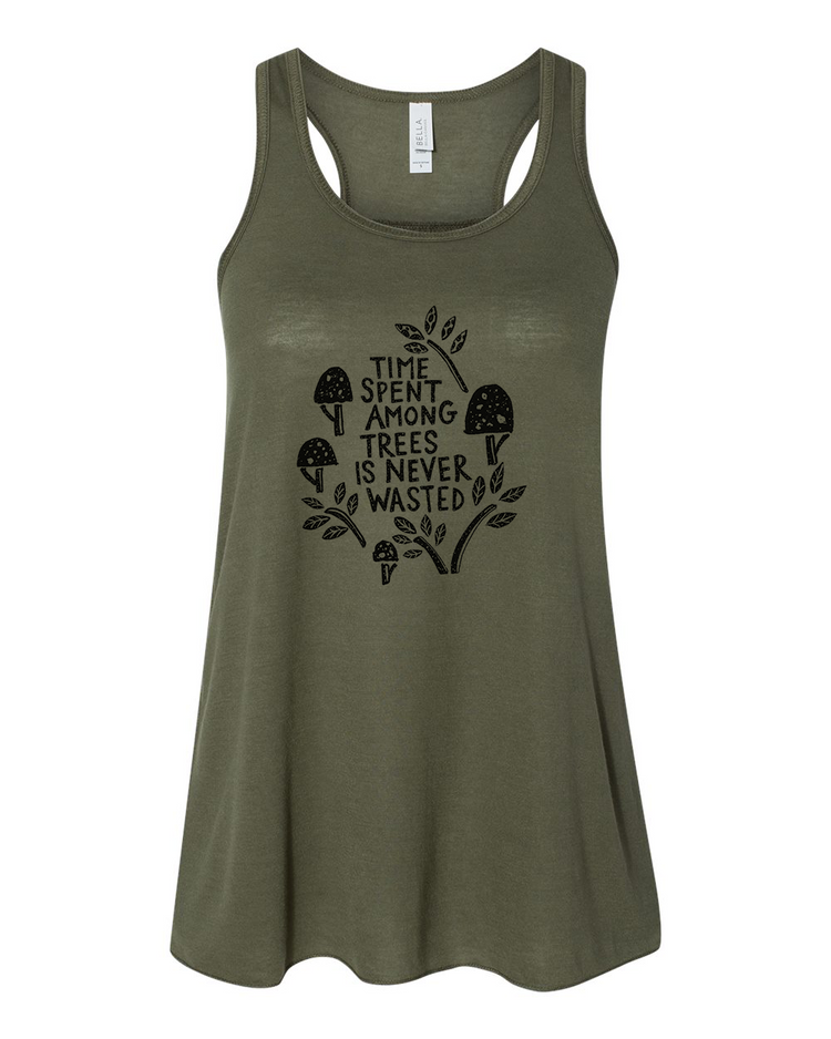 Womens Flowy Tank – Trees Design | Soft Cotton, Eco Friendly Apparel