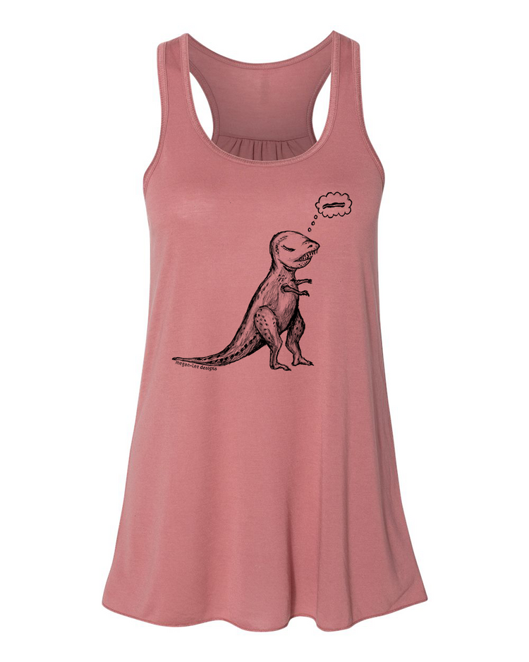 Women's Flowy Tank | T Rex Graphic Tank Top – Soft Cotton Racerback Style