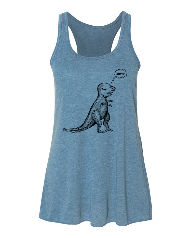 Women's Flowy Tank | T Rex Graphic Tank Top – Soft Cotton Racerback Style