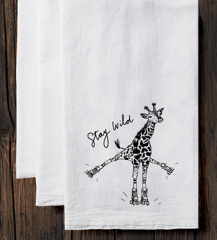 Stay Wild Tea Towel – Soft Cotton Kitchen Hand Towel with Hanging Loop