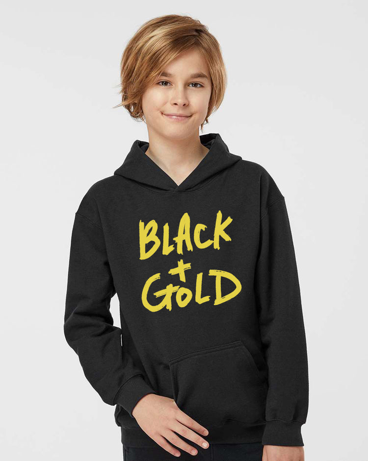 Columbus Crew Youth Hoodie - Black Gold Soft Cotton Kids Crew Sweatshirt