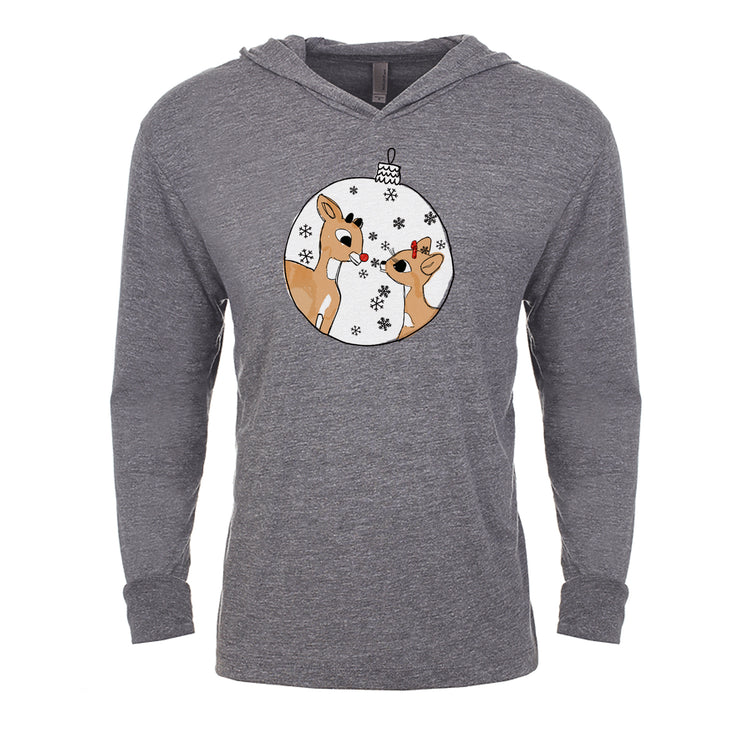 Unisex Hoodie – Hand Printed Rudolph Holiday Hoodie With Soft Cotton Pullover