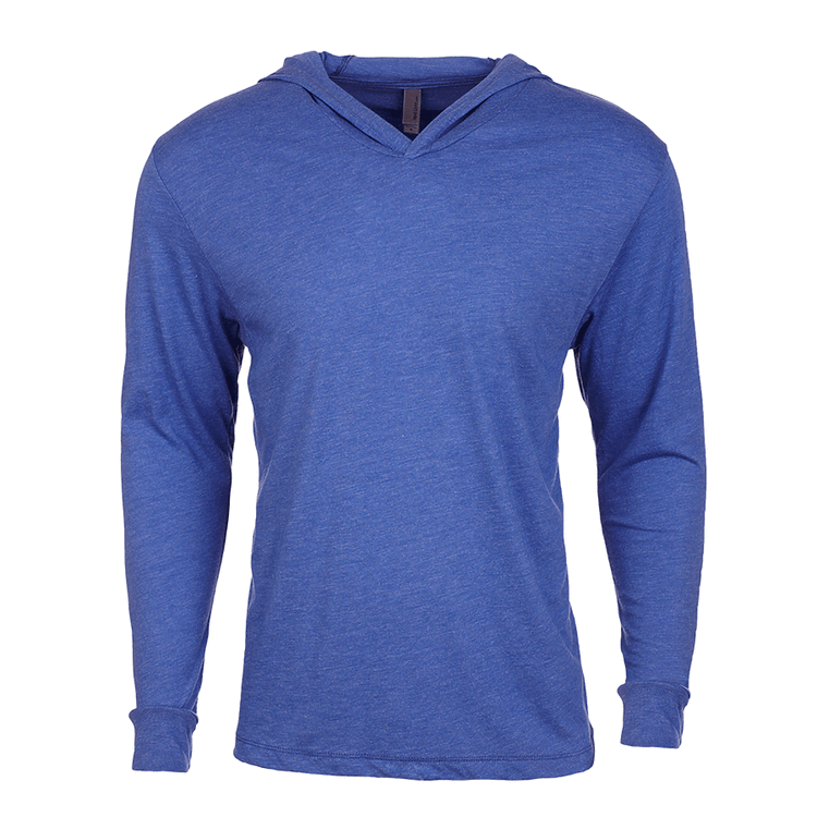 Unisex Hoodie Lightweight Cotton Polyester - Heather Royal & Gray White Print Sweatshirt