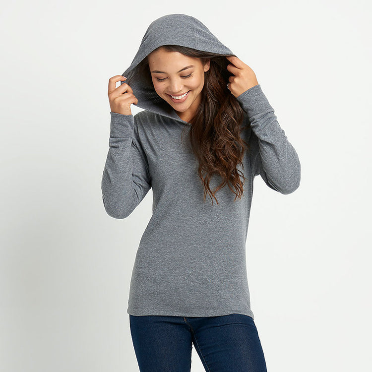 Unisex Hoodie Lightweight Cotton Polyester - Heather Royal & Gray White Print Sweatshirt