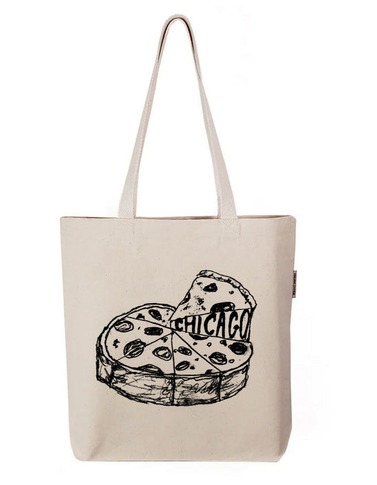 Organic Cotton Tote Bag - Megan Lee Designs Chicago Pizza