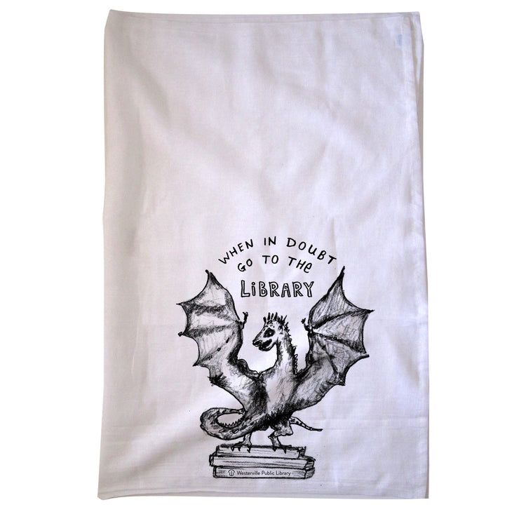 Book Dragon Tea Towel – Soft Cotton Kitchen Linen with Hanging Loop