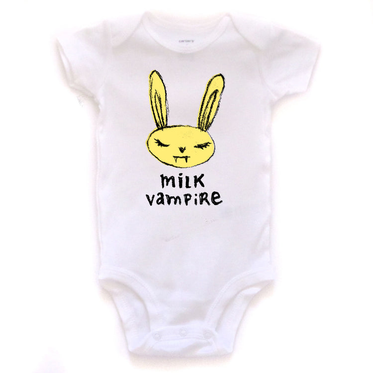 Baby Onesie Organic Cotton Infant Bodysuit – Milk Vampire Soft Machine Washable