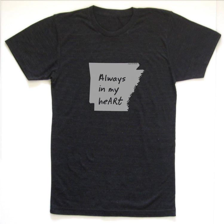 Arkansas : Always in my heARt unisex tri-blend tee, Unisex Apparel - Megan Lee Designs
