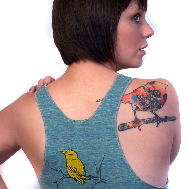 Bird and Branch : women racerback tri-blend tank, Women's Apparel - Megan Lee Designs