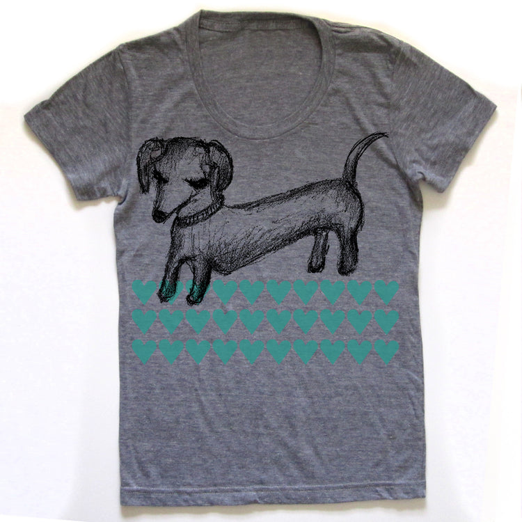 Dachshund Women Tee – Soft Cotton Blend Tri-Blend Shirt With Scooped Neckline