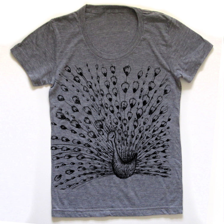 Women Tri-Blend Tee – Fanned Peacock Shirt | Soft Tri Blend Fabric Top