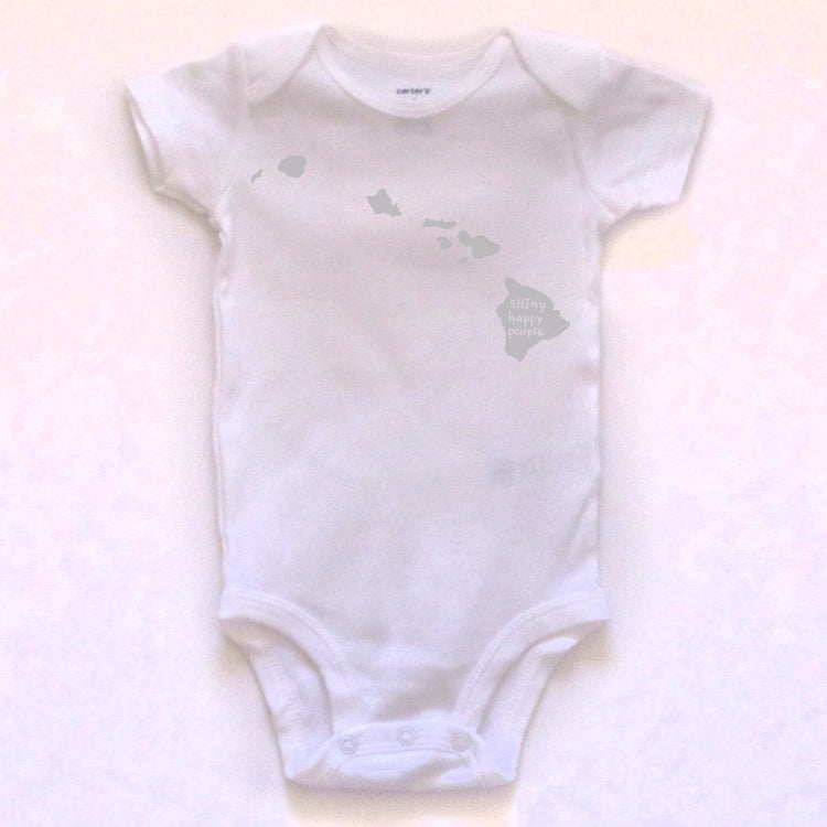Hawaii : sHIny happy people bodysuit (white), Baby Apparel - Megan Lee Designs