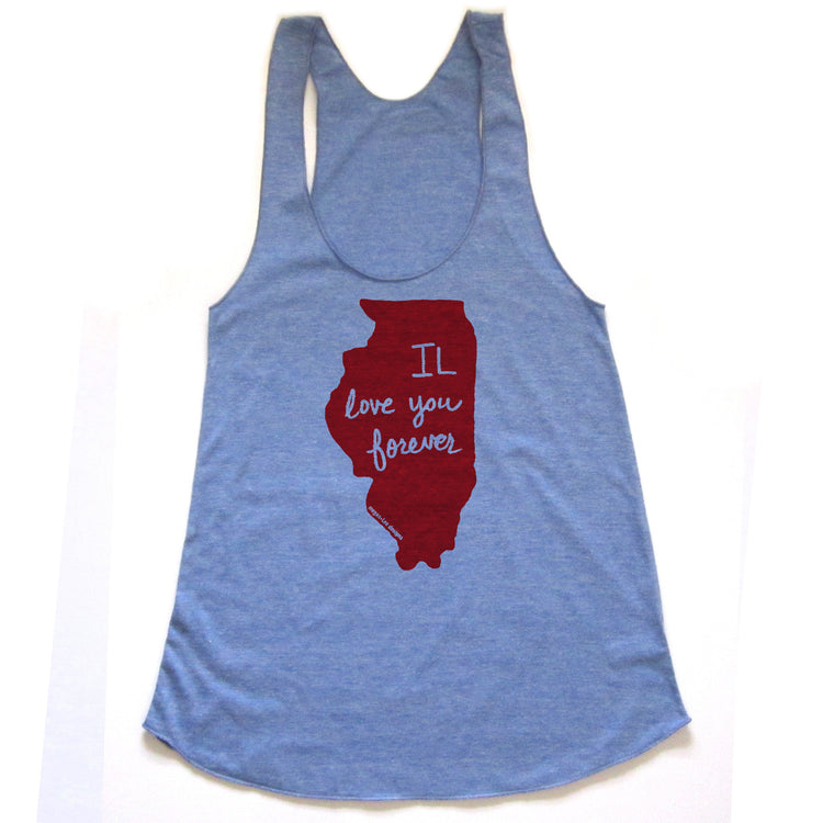 Illinois : IL love you forever women racerback tri-blend tank, Women's Apparel - Megan Lee Designs