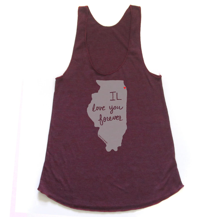 Illinois : IL love you forever women racerback tri-blend tank, Women's Apparel - Megan Lee Designs