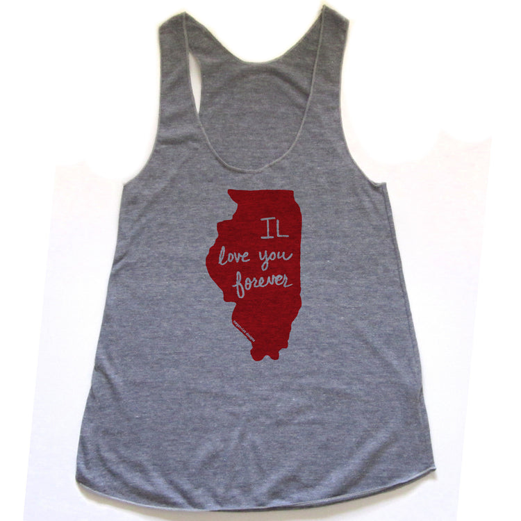 Illinois : IL love you forever women racerback tri-blend tank, Women's Apparel - Megan Lee Designs