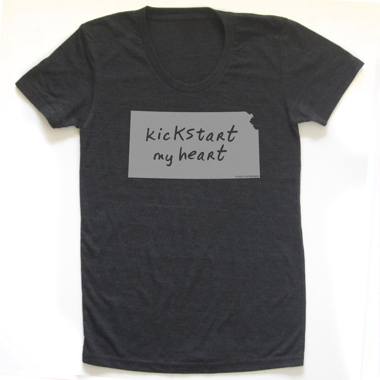 Kansas : kicKStart my heart women tri-blend tee, Women's Apparel - Megan Lee Designs
