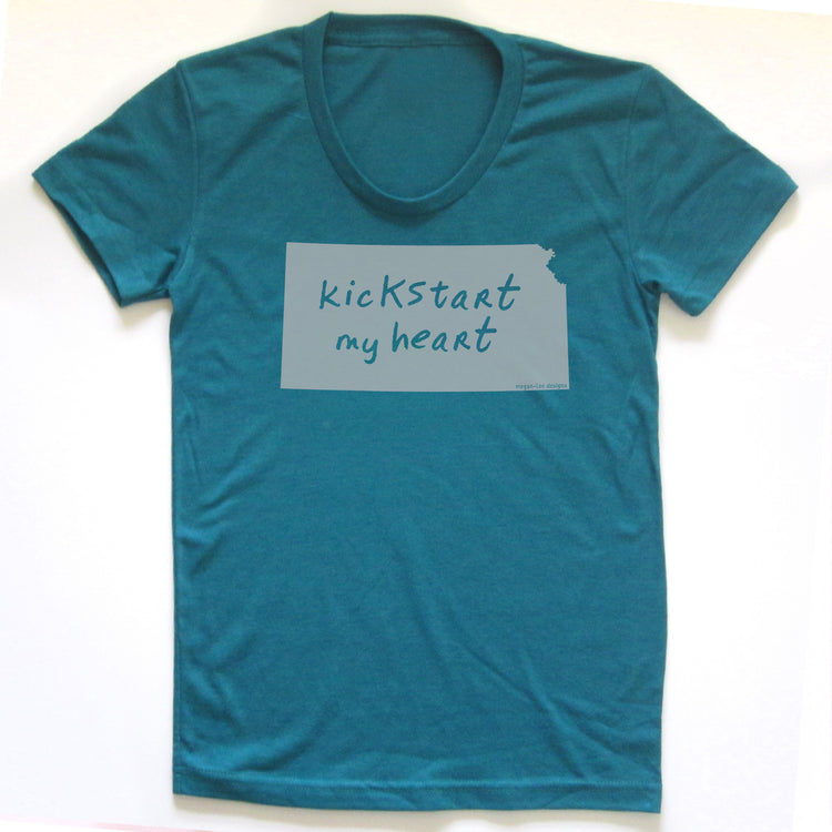 Kansas : kicKStart my heart women tri-blend tee, Women's Apparel - Megan Lee Designs