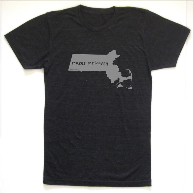 Massachusetts : MAkes me happy unisex tri-blend tee, Unisex Apparel - Megan Lee Designs