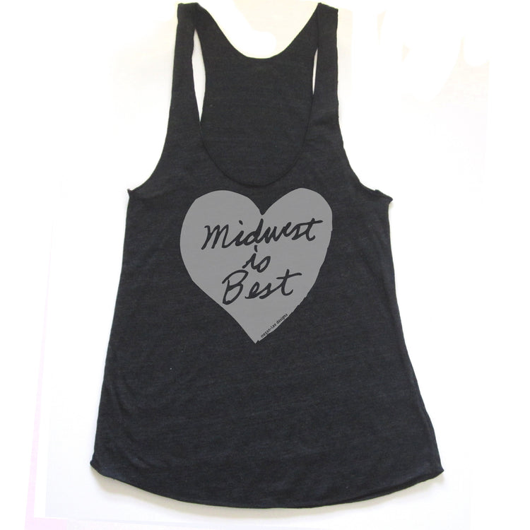 Midwest is Best : women racerback tri-blend tank, Women's Apparel - Megan Lee Designs