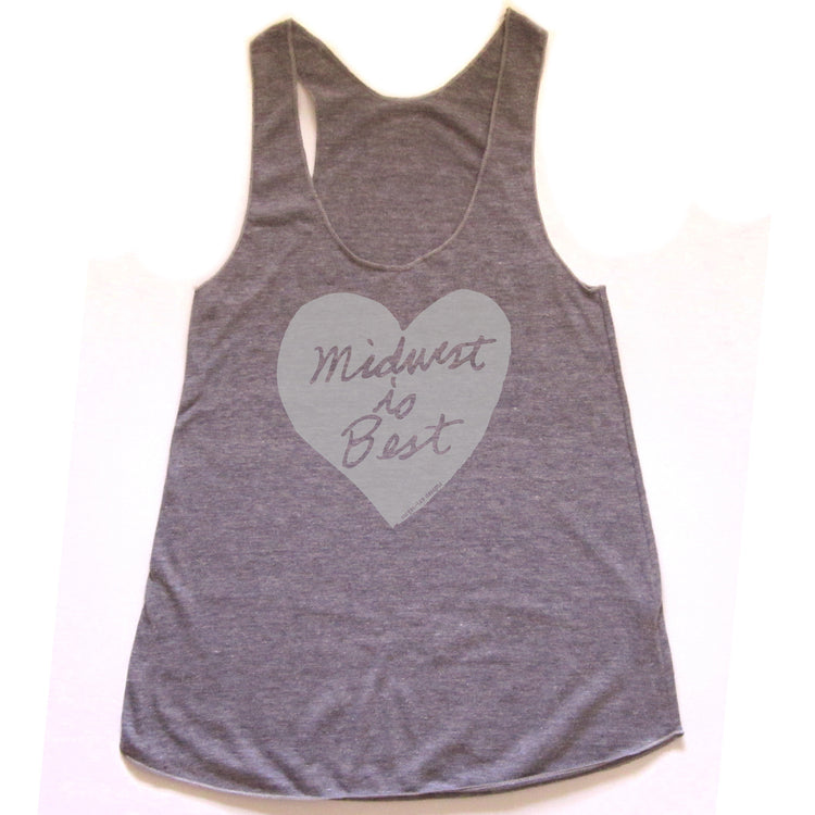 Midwest is Best : women racerback tri-blend tank, Women's Apparel - Megan Lee Designs