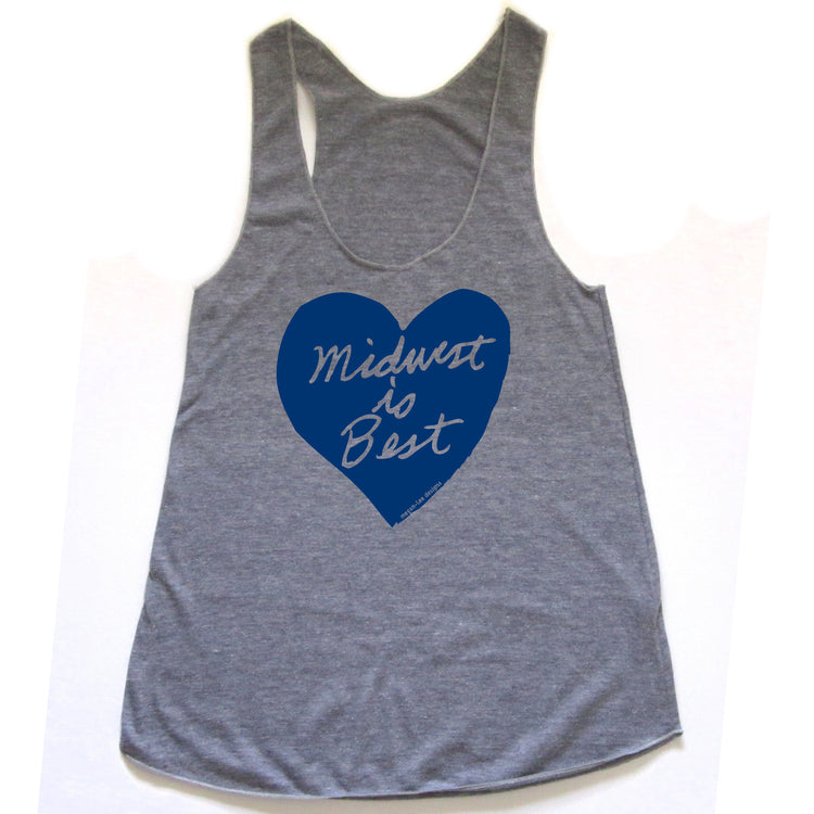Midwest is Best : women racerback tri-blend tank, Women's Apparel - Megan Lee Designs