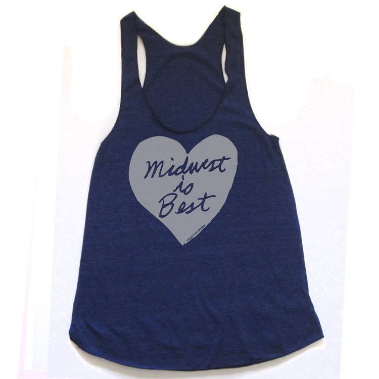 Midwest is Best : women racerback tri-blend tank, Women's Apparel - Megan Lee Designs