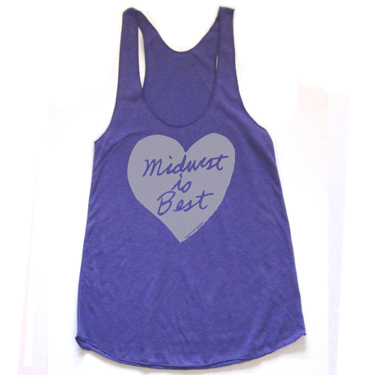 Midwest is Best : women racerback tri-blend tank, Women's Apparel - Megan Lee Designs