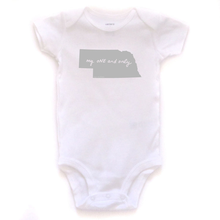 Nebraska : my oNE and only bodysuit (white), Baby Apparel - Megan Lee Designs