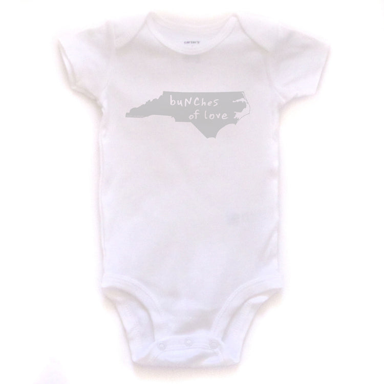 North Carolina : buNChes of love bodysuit (white), Baby Apparel - Megan Lee Designs