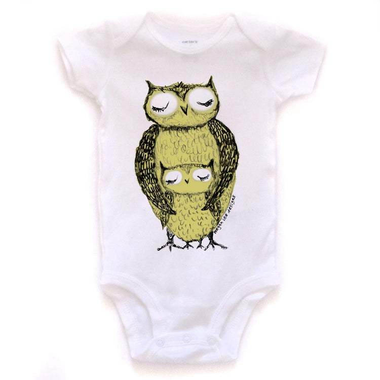 Baby Owl Onesie – Soft Cotton Infant Bodysuit | Printed Machine Washable by Megan Lee Designs