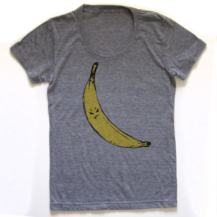 Women Tri-Blend Tee – Snaggletooth Banana Design | Soft Cotton Graphic Shirt