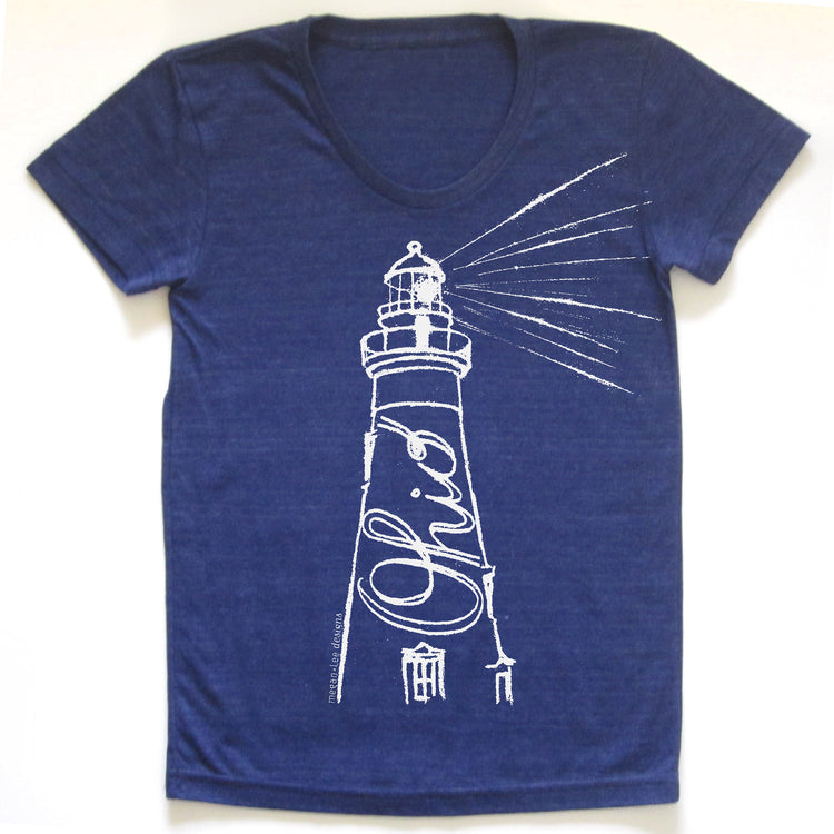 Ohio Lighthouse T-Shirt – Women's Graphic Tee With Scooped Neckline Top
