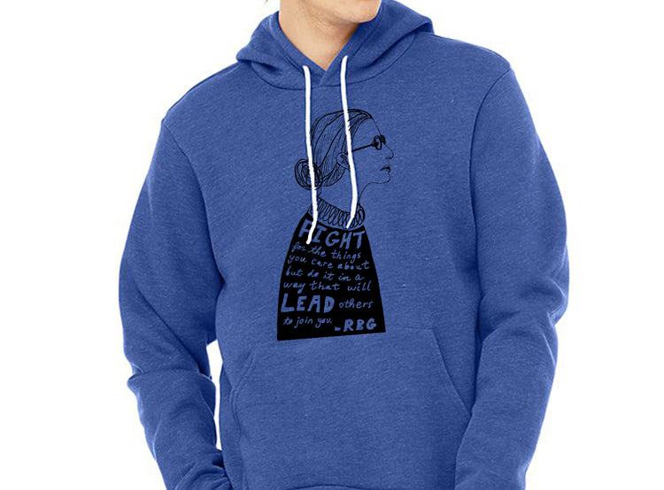 RBG Hoodie - Unisex Soft Cotton Pullover With White Ink Print by Megan Lee Designs