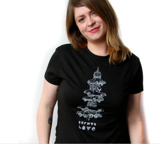 Women's V-Neck Tee - Berwyn Love Tri-Blend T-Shirt With Scooped Neckline Design