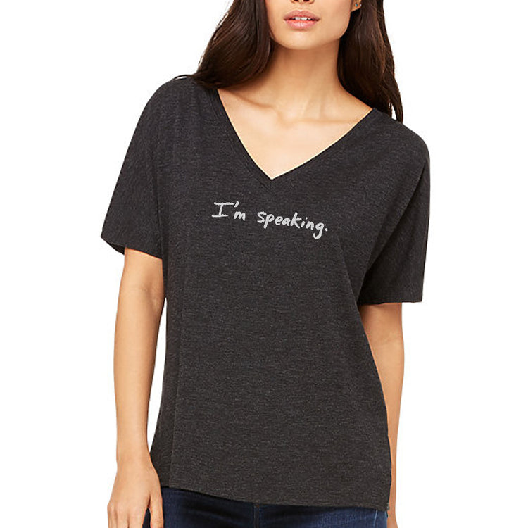 Women's Slouchy V-Neck Tee – Hand Printed Soft Poly Viscose Casual Top