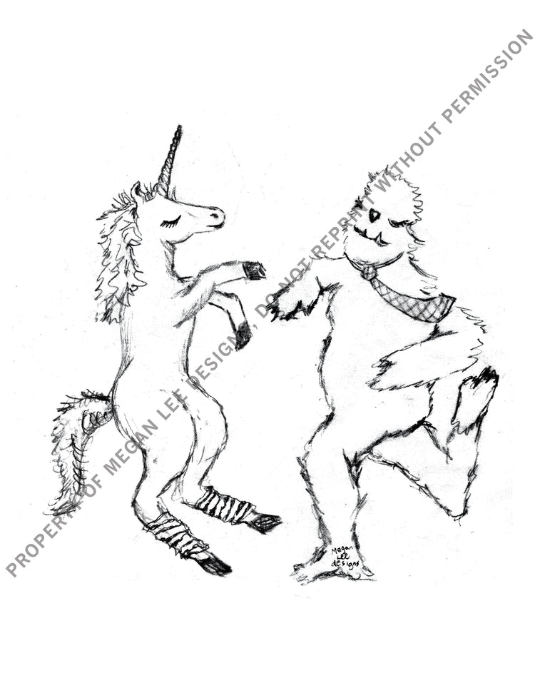 Digital Art Download – Uni & Yeti Printable Wall Art | High Resolution JPEG File