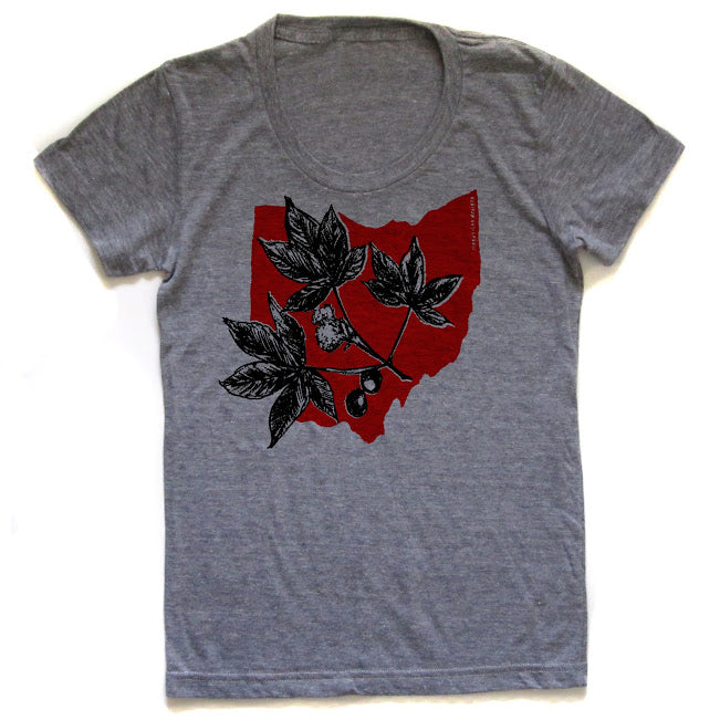 Women's Tri-Blend T-Shirt – Ohio Buckeyes Shirt With Hand-Drawn Illustration Design