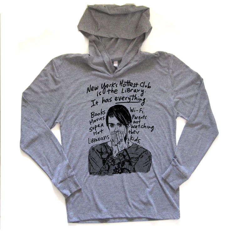 Unisex Hoodie - Library Themed Graphic Pullover | Hand Printed Cozy Reading Apparel