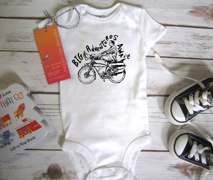 Baby Onesie - Soft Cotton Baby Bodysuit | Big Adventures Await, Machine Washable