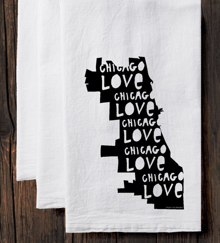 Chicago Love Tea Towel – Soft Cotton Kitchen Linen by Megan Lee Designs