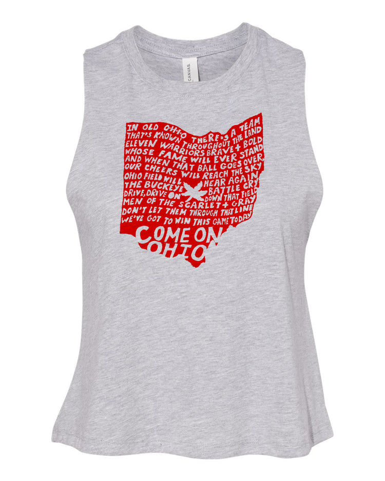 Women's Crop Tank - Ohio Apparel | Hand Drawn Design, Soft Cotton Summer Tank