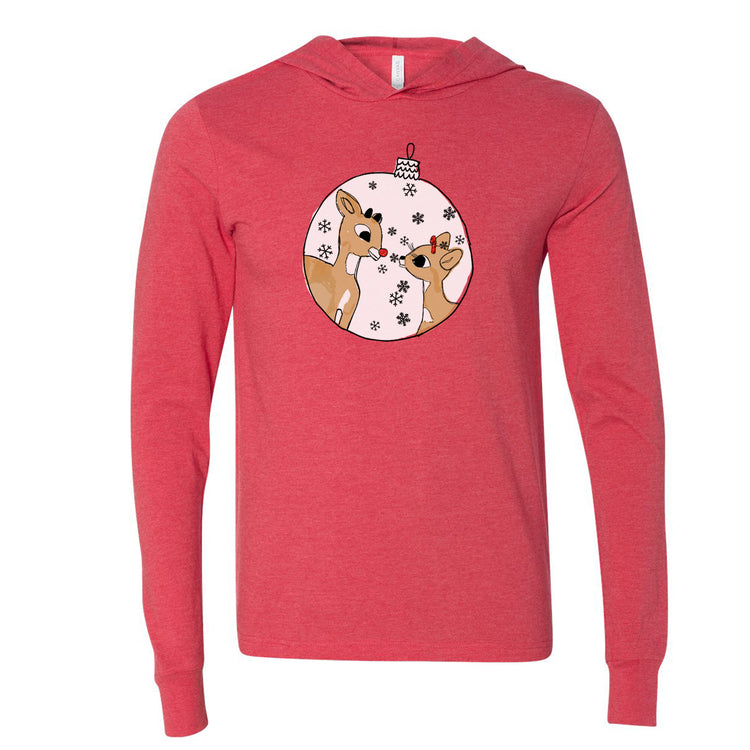 Unisex Hoodie – Hand Printed Rudolph Holiday Hoodie With Soft Cotton Pullover