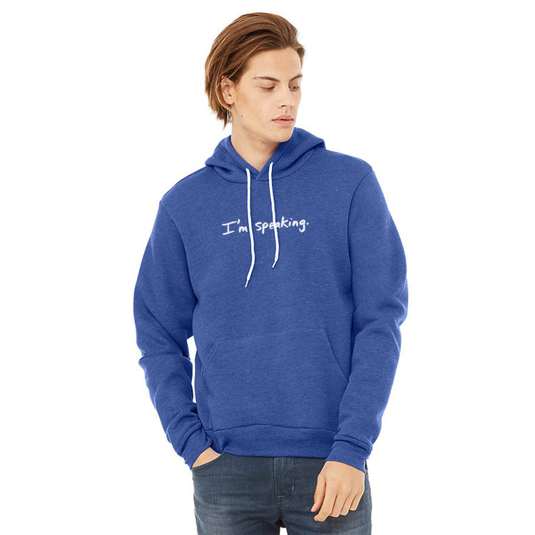 Unisex Hoodie Bella Soft Pullover With White Ink Print Speaking Graphic Design